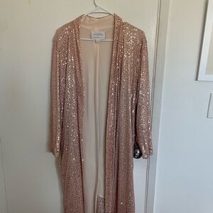 Anthropologie Pink Sequin Cardigan